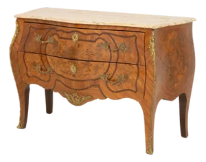 Louis XV Style Walnut Bombe Commode