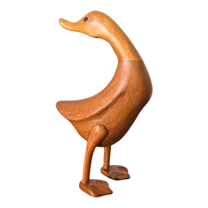Mid 20th Century Duck Hand-Carved Natural Wooden Duck Sculpture – Organic Modern Folk Art Figurine, Sustainable Bamboo Root Decor