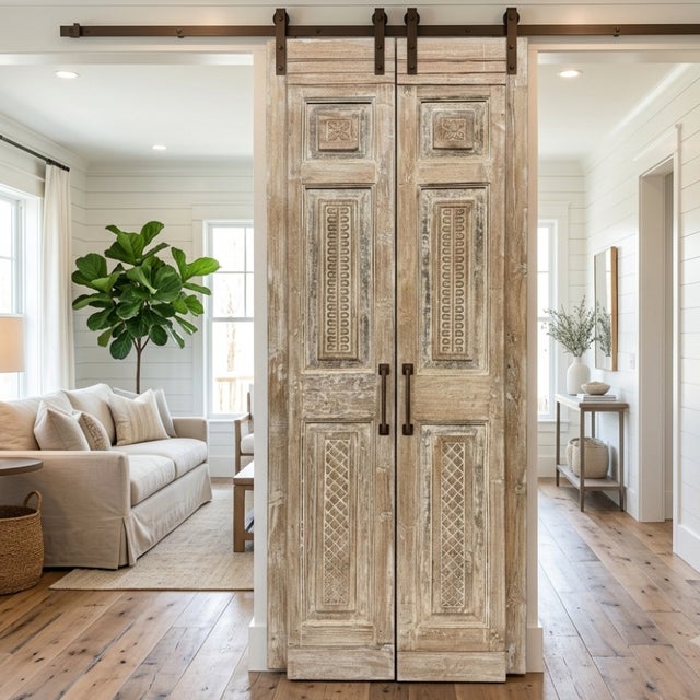 Wood Antique French Carved Floral Doors, Hinged or Sliding Barn Style 80x24 For Sale - Image 7 of 7