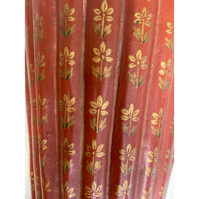 Brick Red A Large Polychrome Carved Wood Wall Pocket For Sale - Image 8 of 8