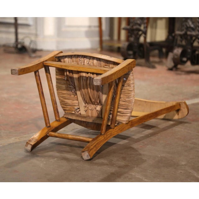 Wood 19th Century Country French Beech Wood and Rush Prayer Chair From Normandy For Sale - Image 7 of 7