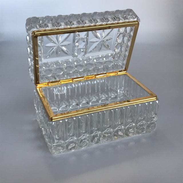 Vintage Crystal Glass Hinged Trinket Box Chairish