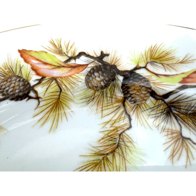 White Vintage Mid Century Kyoto China “Pines” Pattern Porcelain Plates – Japan, Set of 21 For Sale - Image 8 of 16