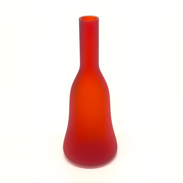 Glass Warm Hues Graphic Frosted Glass Vase Curation - Group of 5 For Sale - Image 7 of 13