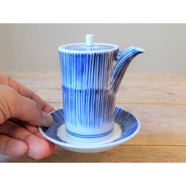 Japanese Blue and White Soy Sauce Pot With Saucer Chairish