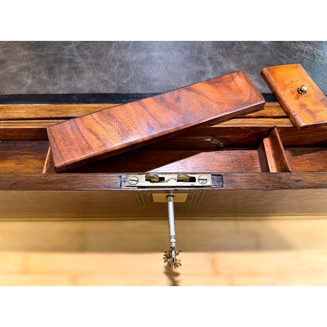 19th Century Victorian Burr Walnut & Brass Campaign Writing Slope W/Fully Intact Secret Drawers For Sale - Image 11 of 15