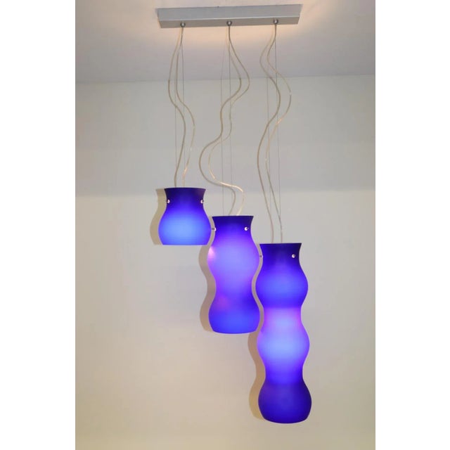 1990s Modern Murano Glass Pendant Blue Glass For Sale In New York - Image 6 of 12