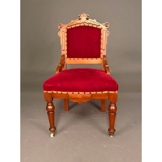 Late 19th Century Pair of Late 19th Century American Eastlake Victorian Walnut Side Chairs, Circa 1890 For Sale - Image 5 of 16