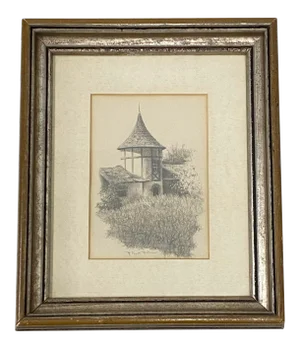 Vintage "Tudor Cottage" Original Graphite Drawing C.1940