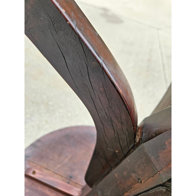 Primitive Round Wooden Pedestal Pub Table For Sale - Image 13 of 18