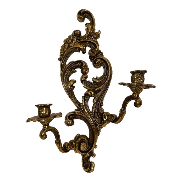 Vintage Mid-Century Hollywood Regency Baroque Style Candle Sconce For Sale