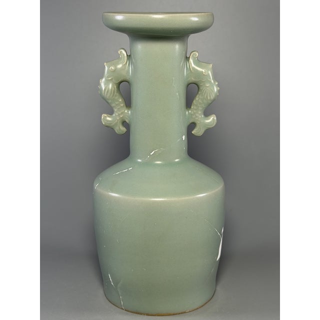 19th Century 19th Century Chinese Longquan Celadon Vase, Restored Specimen For Sale - Image 5 of 8