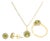 10K Yellow Gold Green Peridot and 3/8 Cttw Diamond Halo Jewelry Set (Earrings, Pendant & Ring) For Sale