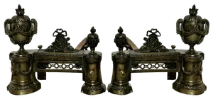Large Antique French Brass Chenets, Set of 2