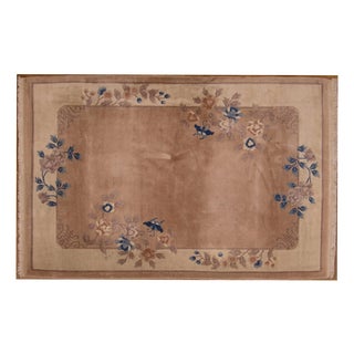 Vintage Chinese Rug with Floral Motif For Sale