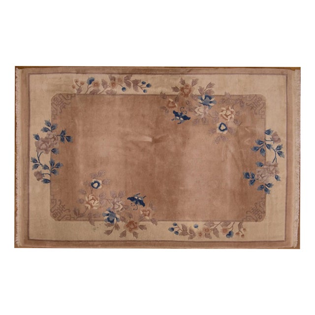 Vintage Chinese Rug with Floral Motif For Sale