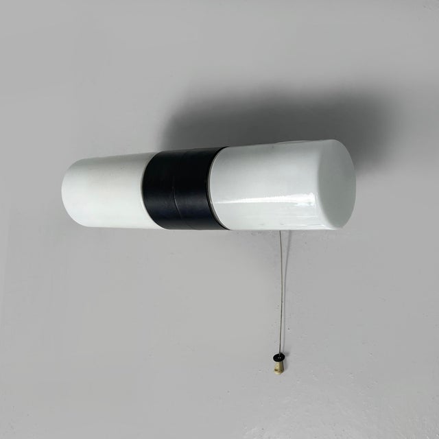 Mid-Century Modern Mid-Century Modern Italian Wall Lamp in Opaline Glass and Black Bakelite, 1950s For Sale - Image 3 of 13