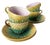 Set of 4 Antique 19th C Majolica Pineapple Pattern Tea Cups and Saucers C1880s. For Sale