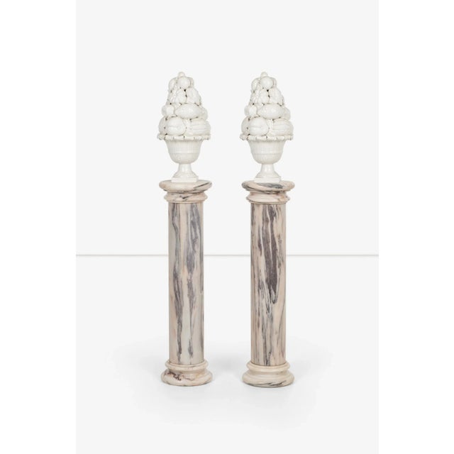 Marble Architectural Display Columns in Calacatta Pink Quarried in Italy - A Pair For Sale - Image 4 of 8