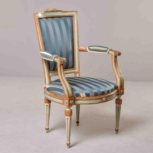 Late 18th Century Late 18th Century European Neoclassical Painted & Parcel-Gilt Armchair For Sale - Image 5 of 12