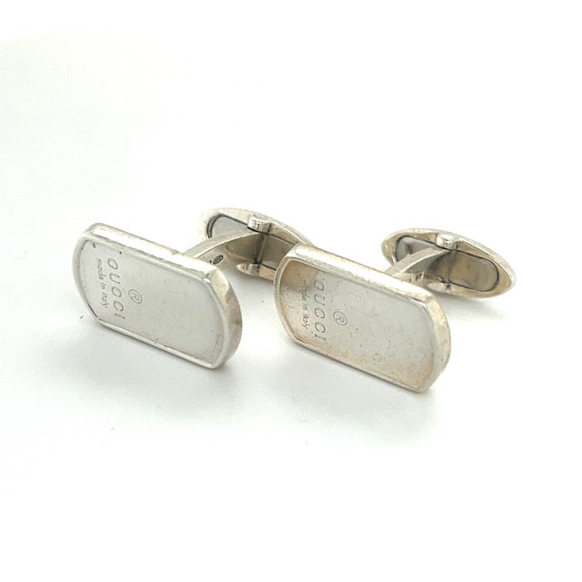 1990s Pair of Gucci Estate Mens Cufflinks Sterling Silver For Sale In New York - Image 6 of 8