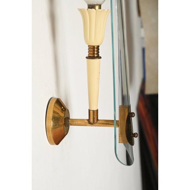 Sconces in Glass, Brass and Cream Metal from Stilnovo, Italy, 1950s, Set of 2 For Sale - Image 9 of 17