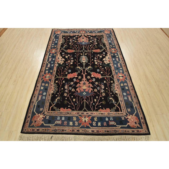Farmhouse Heriz Rug 5’10” X 8’9” Black Wool Vintage Traditional Hand-Knotted Carpet For Sale - Image 3 of 15