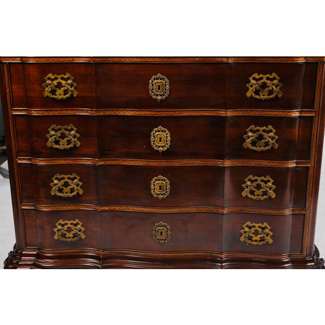 Late 20th Century Late 20th Century Alfonso Marina Handcrafted Mahogany Serpentine Chest of Drawers With Brass Hardware For Sale - Image 5 of 9