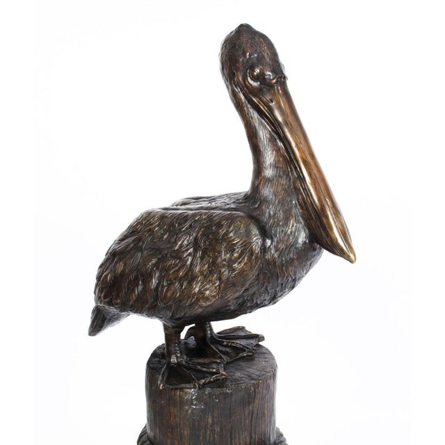 Bronze Pelicans on Mooring Posts, Late 20th Century, Set of 2 For Sale - Image 4 of 17