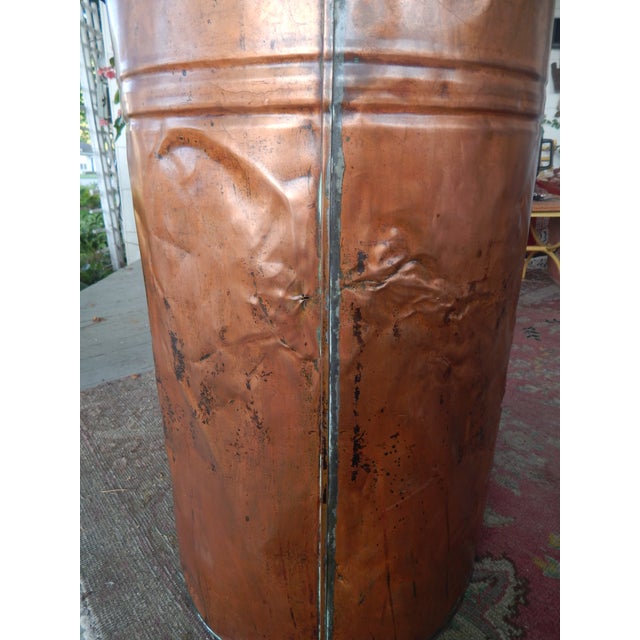 Metal Early 20th Century Copper Lidded Wash Barrel - Firewood Holder For Sale - Image 7 of 11