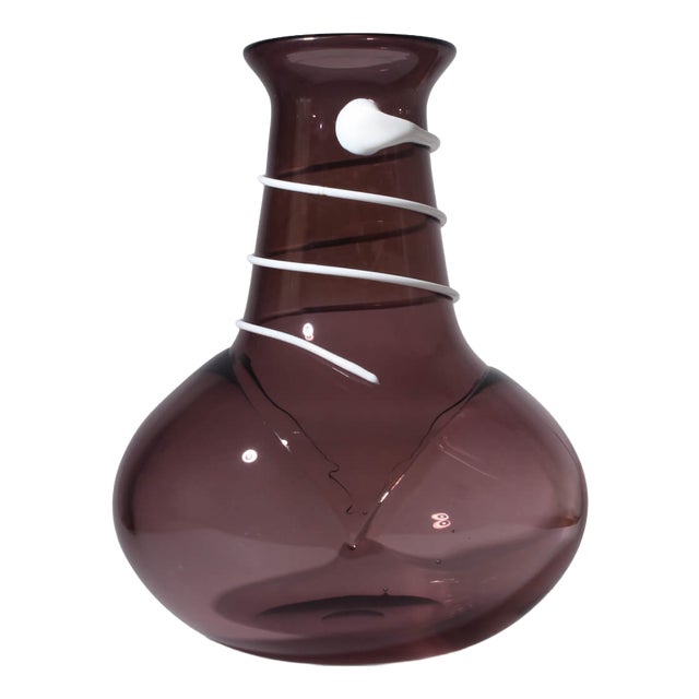 Burgundy and White Art Glass Vase by Monica Backström for Kosta Boda, 2002 For Sale