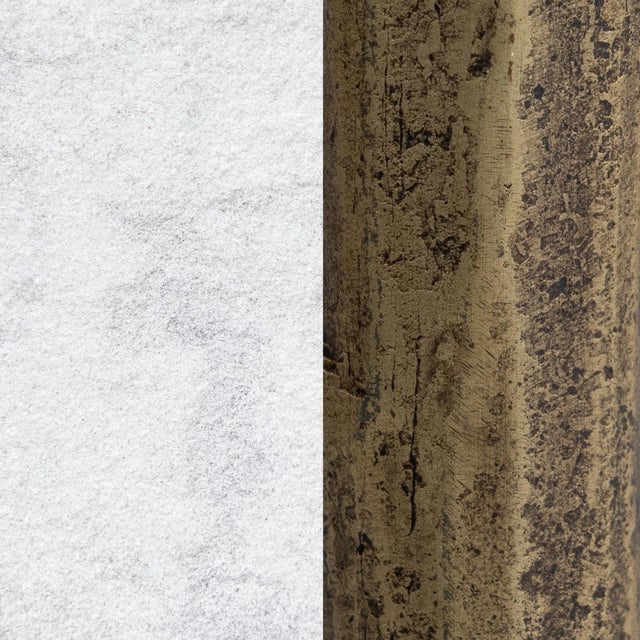 Luna White Marble & Brass Finish Side Table For Sale In Los Angeles - Image 6 of 6