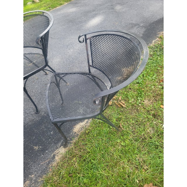 Mid 20th Century Mid 20th Century Wrought Iron Mid Century Style Table & 6 Chairs For Sale - Image 5 of 5