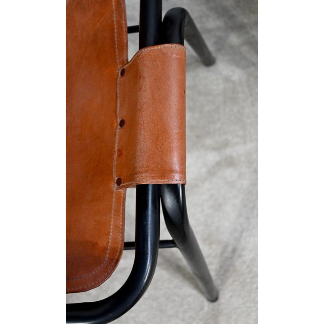 Set of Metal and Leather Chairs, 1960 For Sale - Image 15 of 18