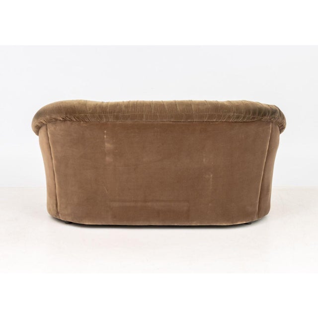 Brown Italian Velvet Upholstered 2-Seat Sofa, 1970s For Sale - Image 8 of 8