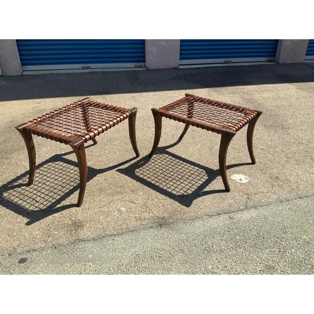 Vintage Solid Walnut Klismos Ottomans For Sale - Image 4 of 5