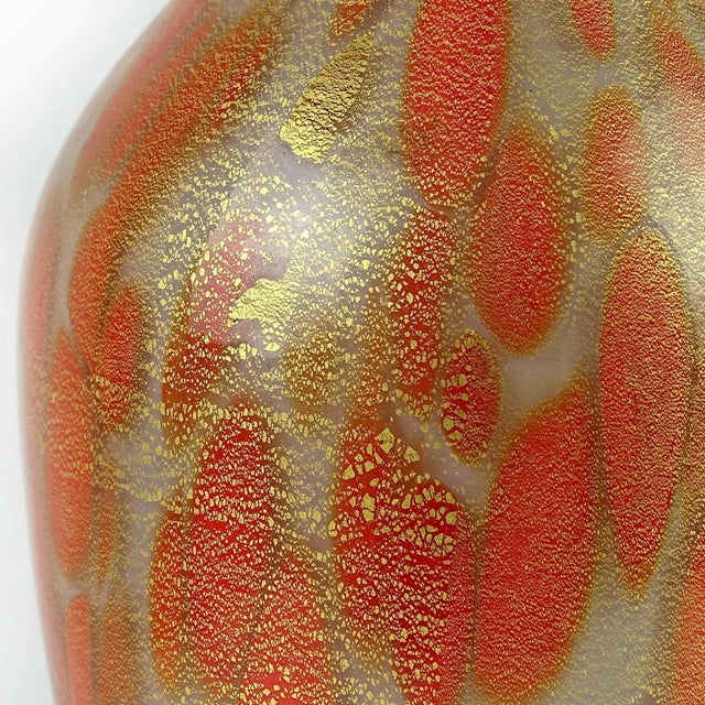 Mid 20th Century Vintage Murano Fornasa De Opal Gold Flecks White Orange Spots Italian Art Glass Pitcher Vase For Sale - Image 5 of 7