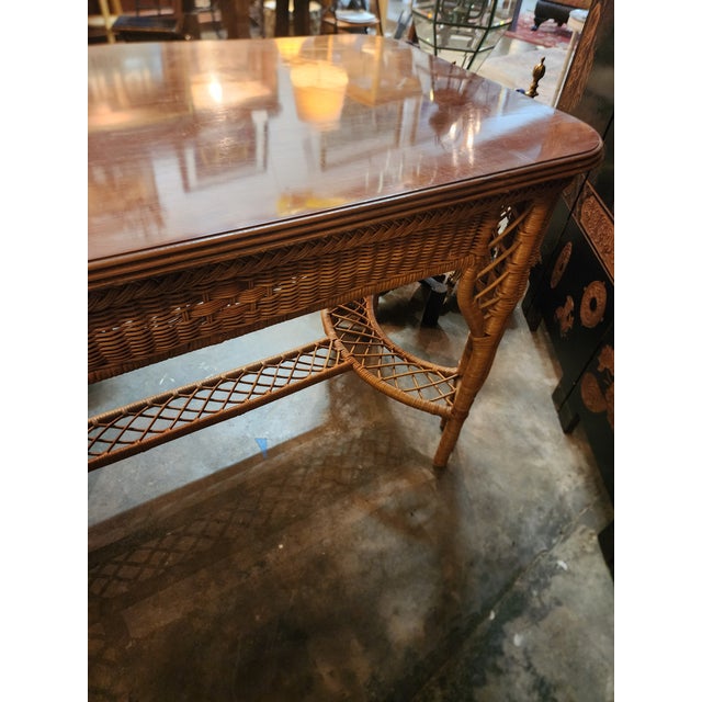 Vintage Wicker Desk Vanity For Sale In San Antonio - Image 6 of 12
