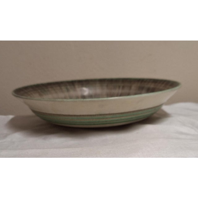 Art Deco Handmade Ceramic Bowl with Green-Brown Decor, 1930s For Sale - Image 4 of 8