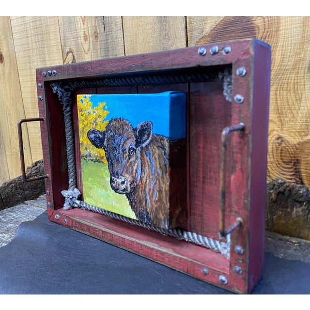 Realism "Cutie Pie" ~ Willie Britt, Original Acrylic Painting, Calves Can Be Mischievous and This One Definitely Was. For Sale - Image 3 of 6