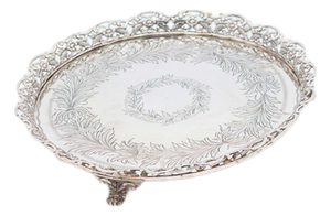 Silver Ticket Holder with Cut-Out Grid and Engraved Floral Motifs