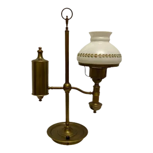 Vintage Early 20th Century Brushed Brass Electric Student Lamp