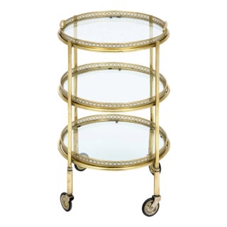Art Deco Period, French Brass Bar Cart, Circa 1940 For Sale