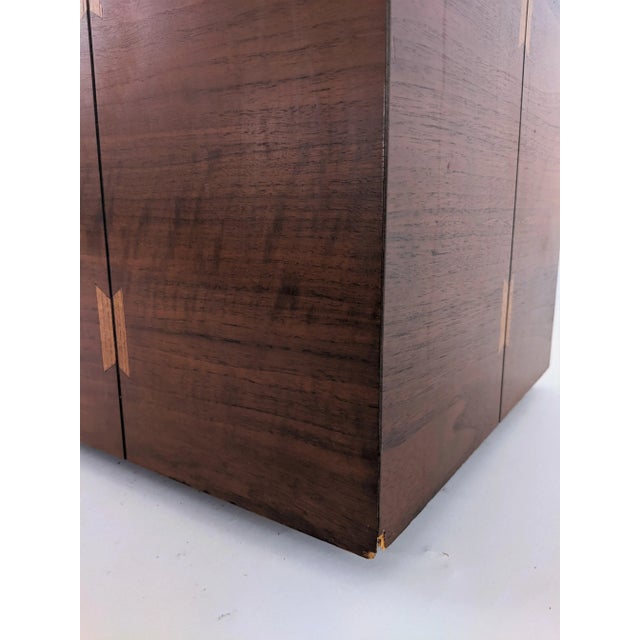 Wood Vintage Set of 4 Modern Walnut Cubes Side Tables by Lane Furniture For Sale - Image 7 of 13