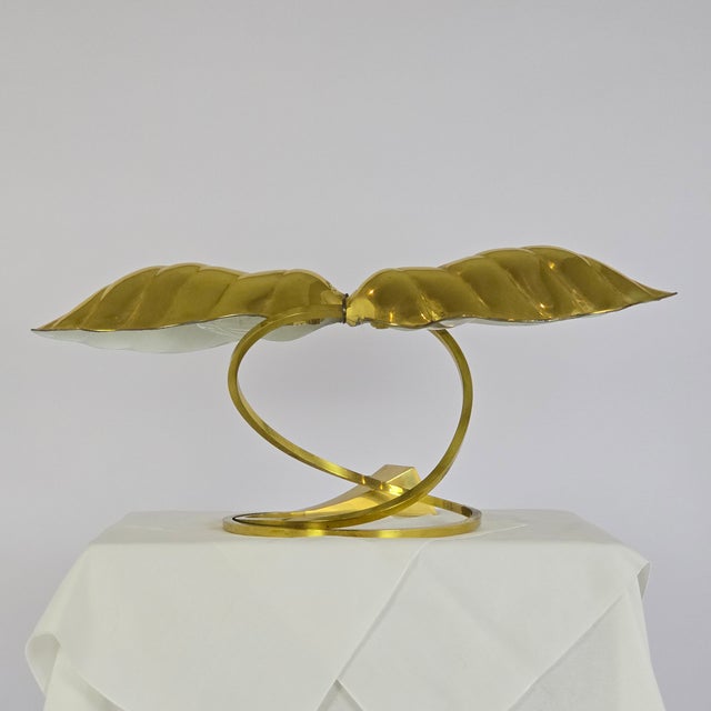 Vintage Tomasso Barbi "Double Leaf" Brass Lamp Designed for Chapman Lamps For Sale - Image 11 of 11