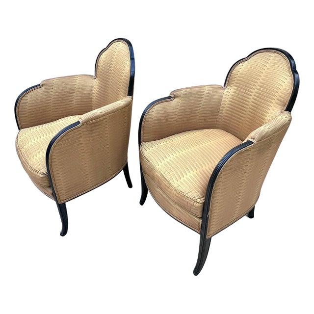 Pair of French Art Deco Bergere Chairs in the Style of Paul Follot For Sale
