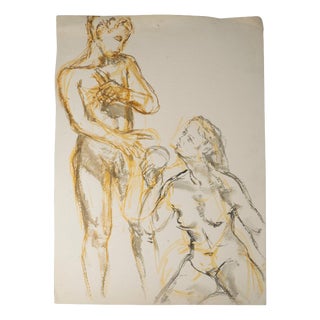 Unknown Artist, Man and Woman, 20th Century, Watercolour on Paper For Sale