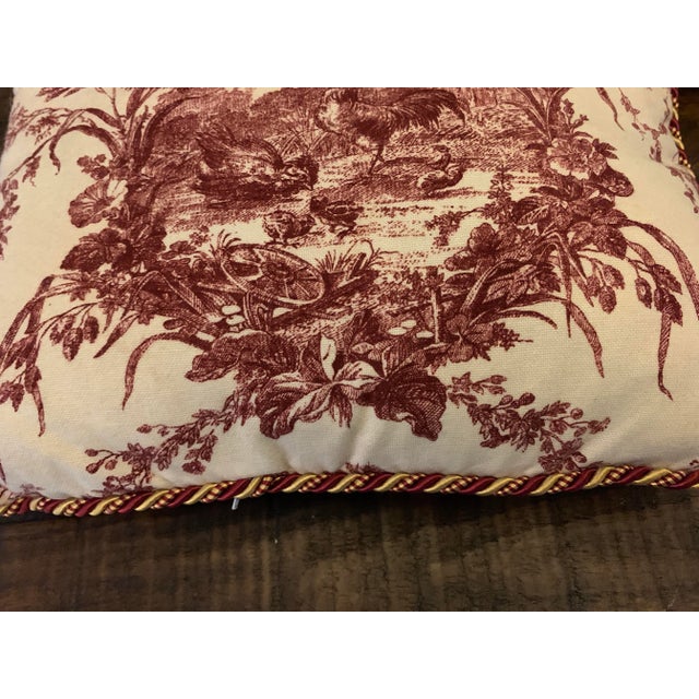 Vintage Custom Red & Ivory French Country Rooster Decorative Pillow For Sale - Image 11 of 12