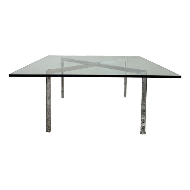 Glass Coffee Table by Mies Van Der Rohe, 1970s For Sale