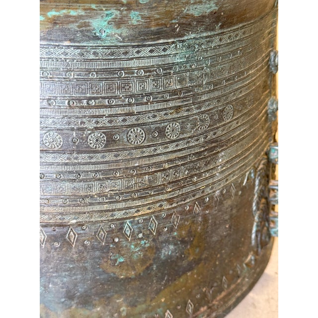 Asian Mid 20th Century Early Southeast Asian Bronze Drum Table with Beautiful Patina For Sale - Image 3 of 18